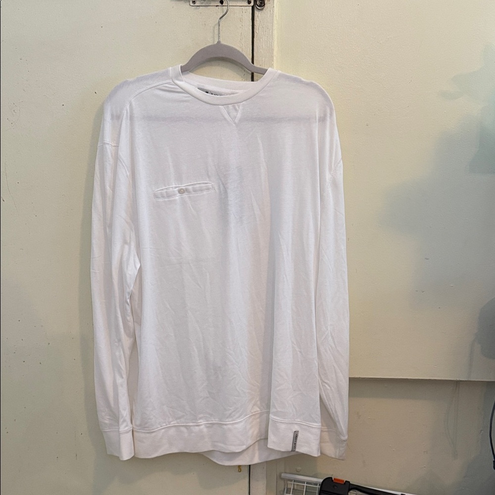 Elegant White Long Sleeve Men's Tee